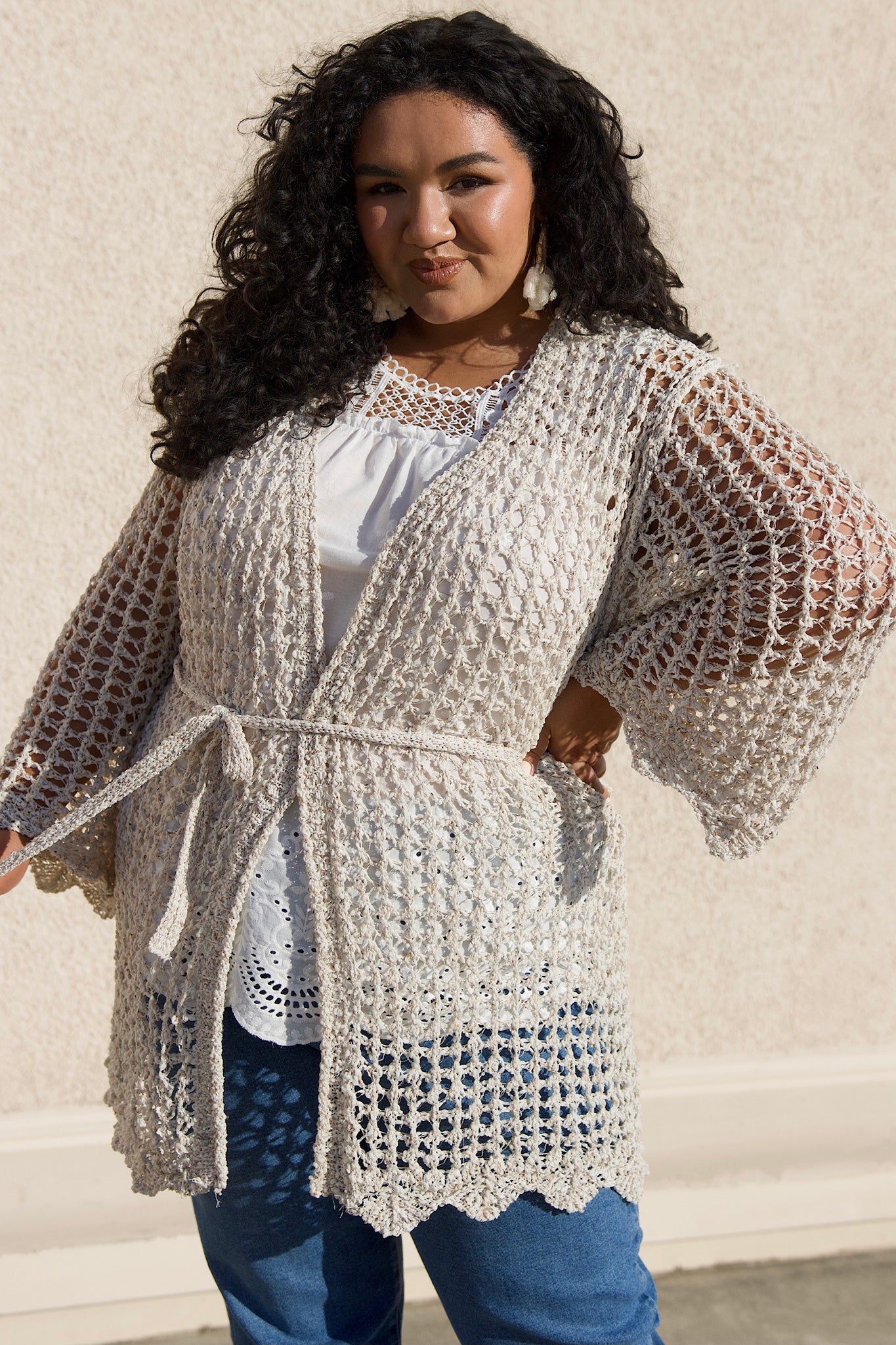 Laguna Open Knit Crochet Kimono Cover-Up