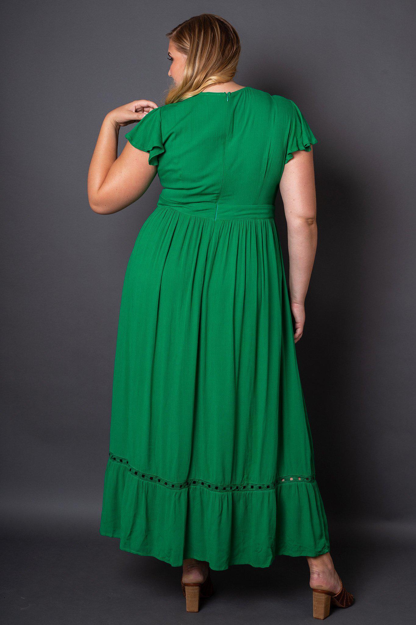 Kelli Green Maxi Dress Plus-Size on Model- Back View