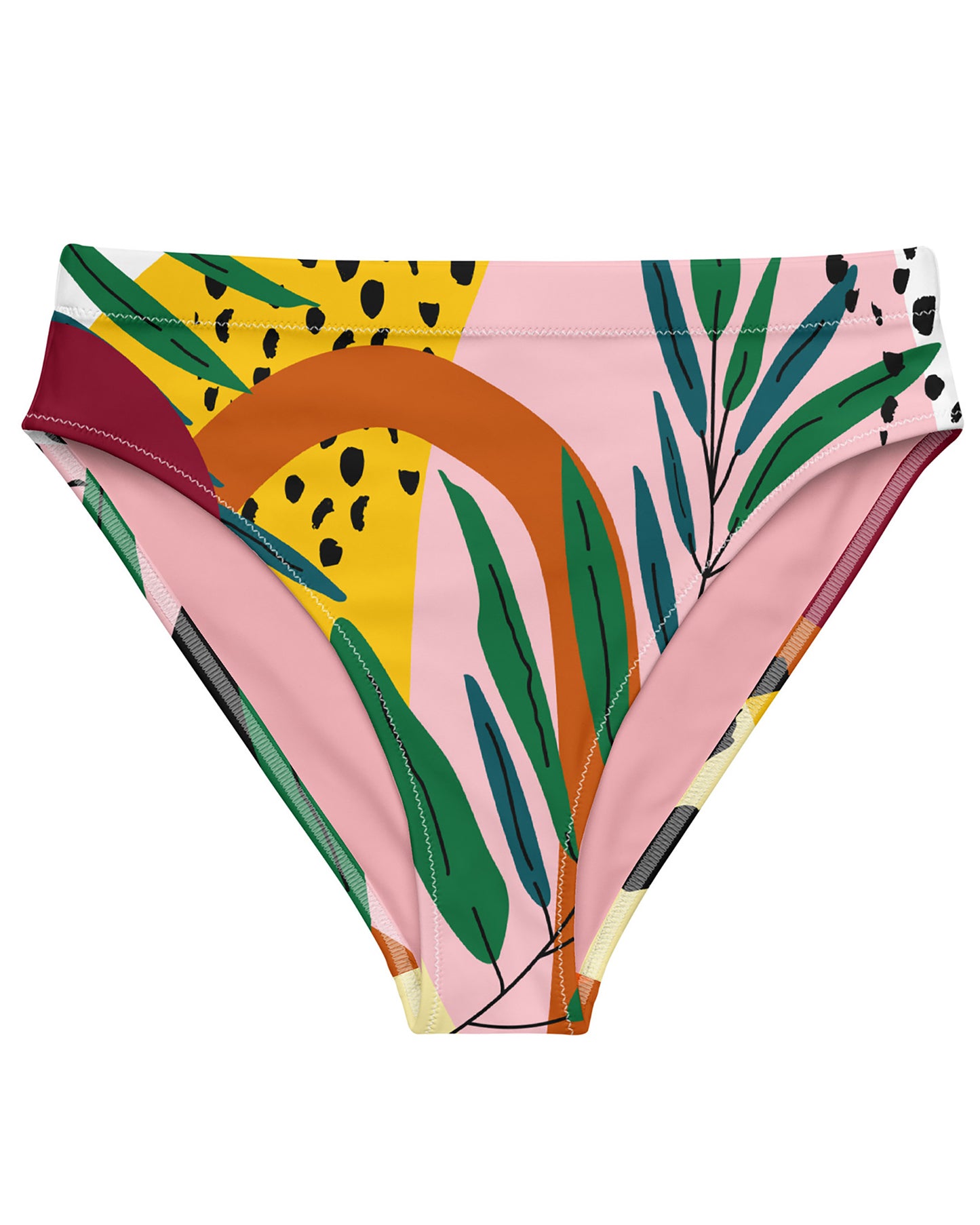 Abstract Botanical Recycled High-Waisted Bikini Bottom