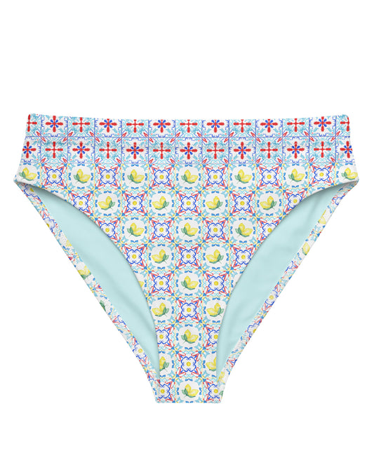 Capri Citrus Mosaic Recycled High-Waisted Bikini Bottom