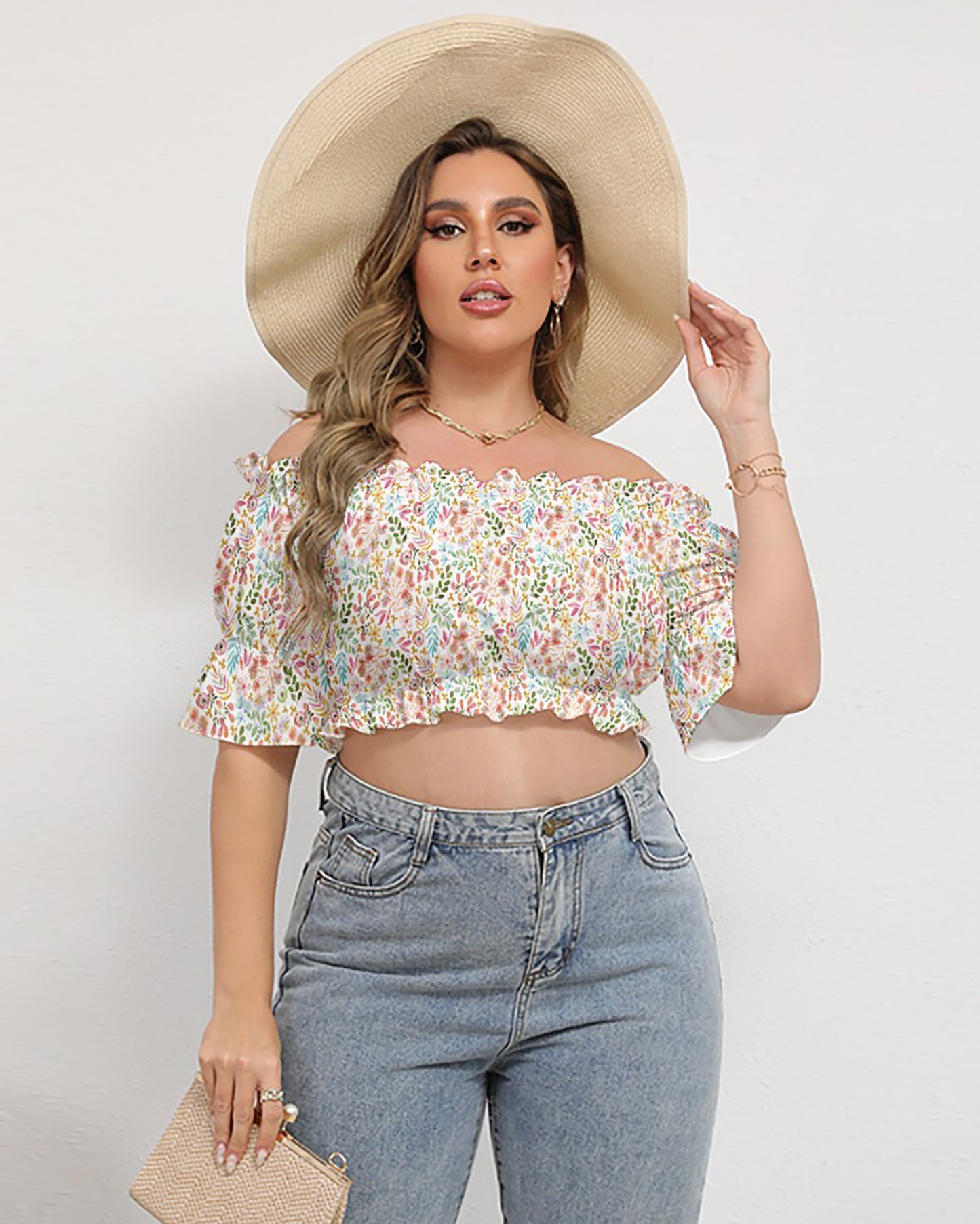 Garden Gala Floral Off-the-Shoulder Crop Top