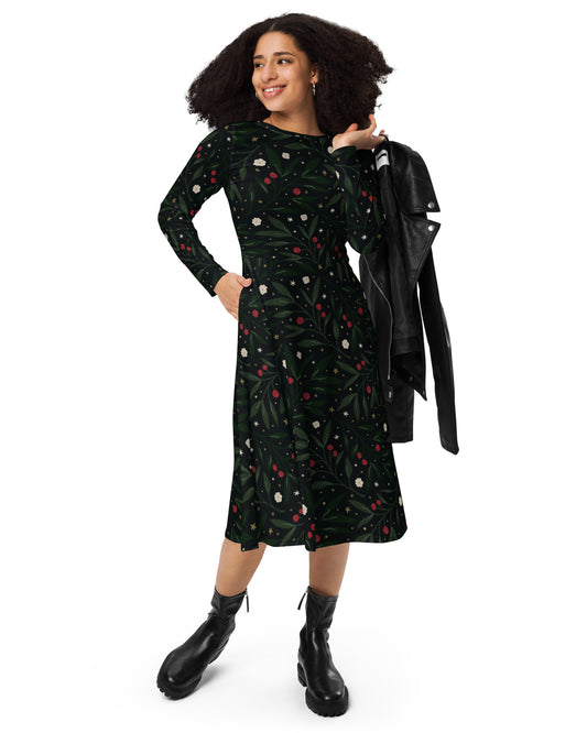 Nocturnal Holly Long Sleeve Midi Dress