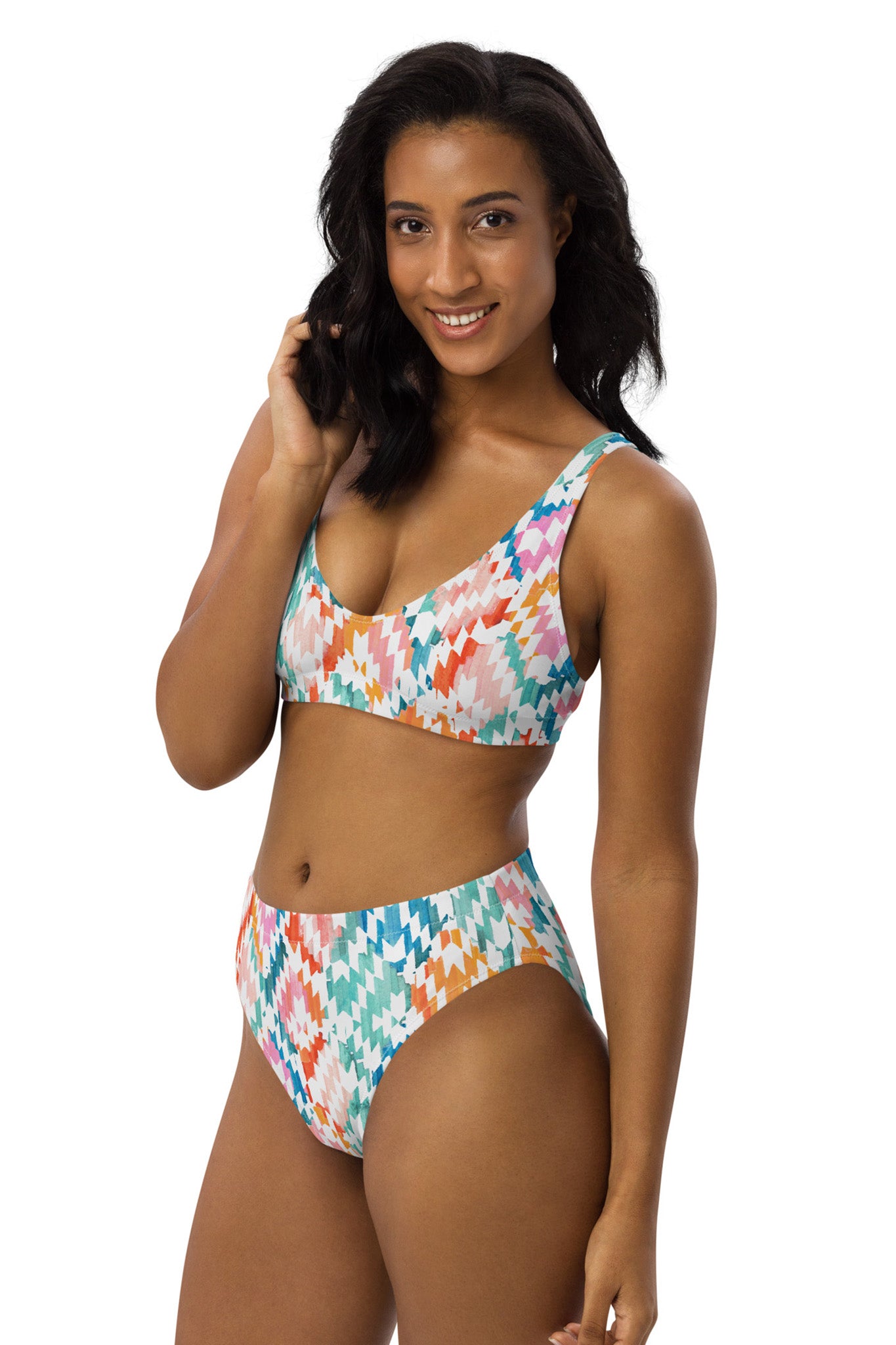 Carnival Ikat Recycled High-Waisted Bikini Bottom