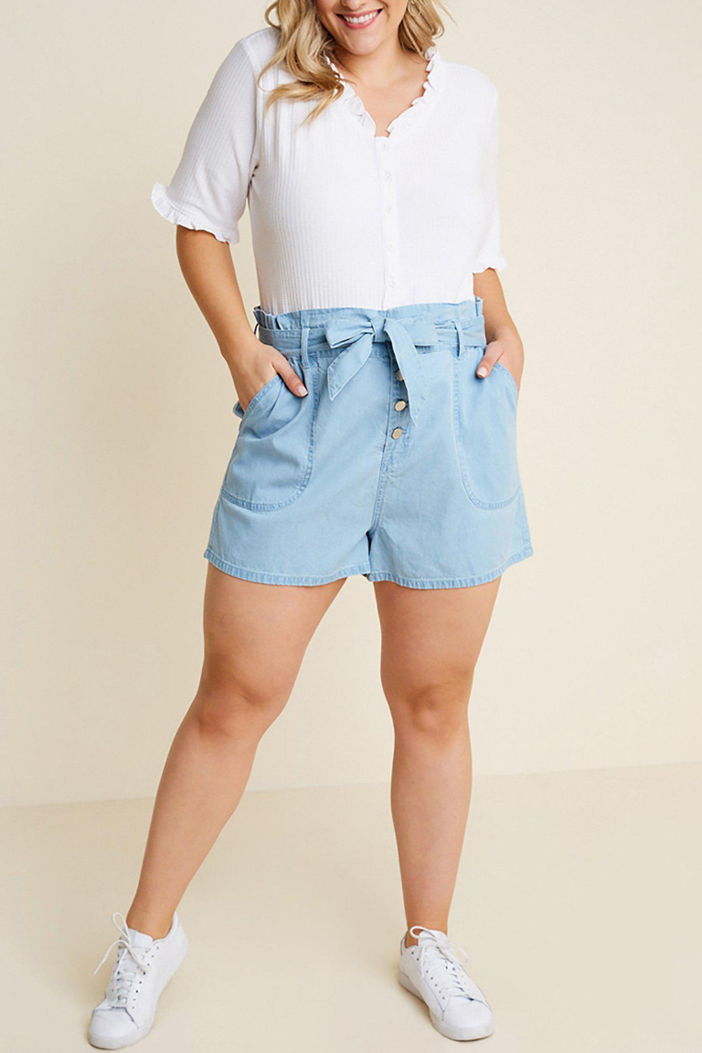 Fiona Chambray High-Rise Shorts-bottoms, clothing-Belle and Broome