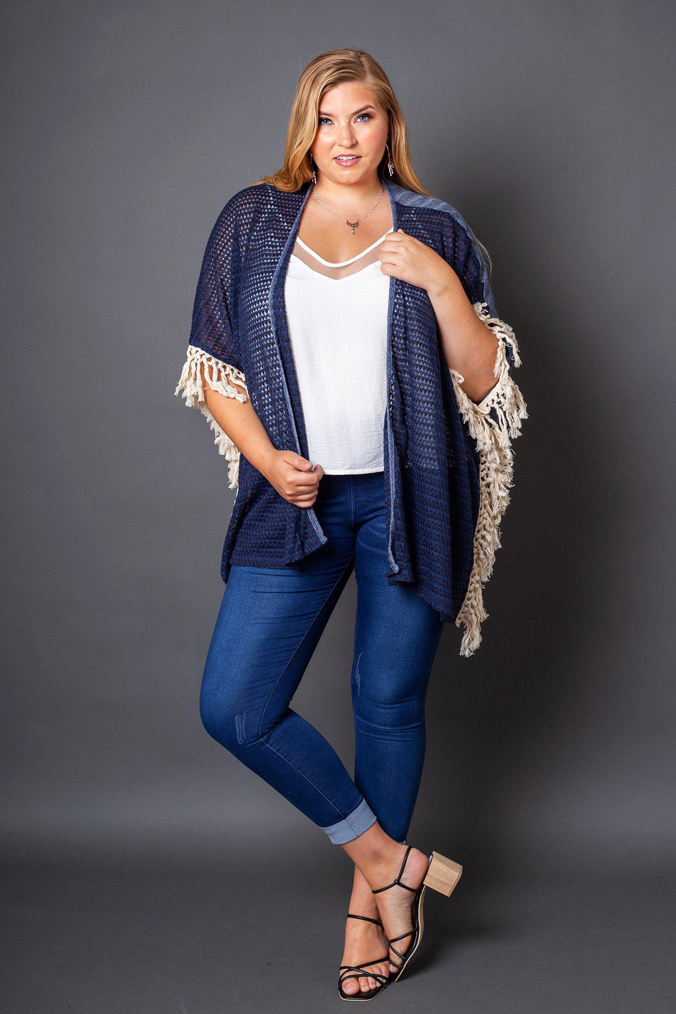 Fringe kimono cardigan best sale