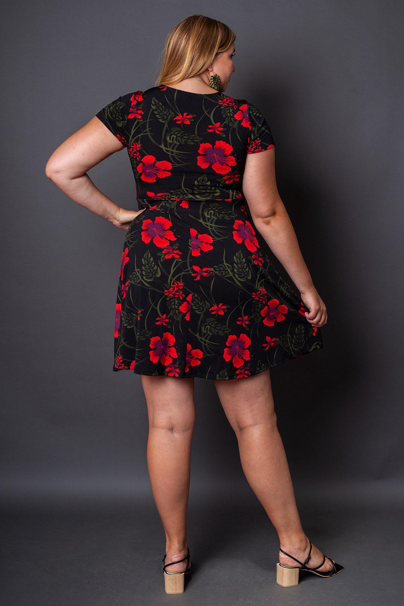Holly Fit and Flare Floral Dress back view on model
