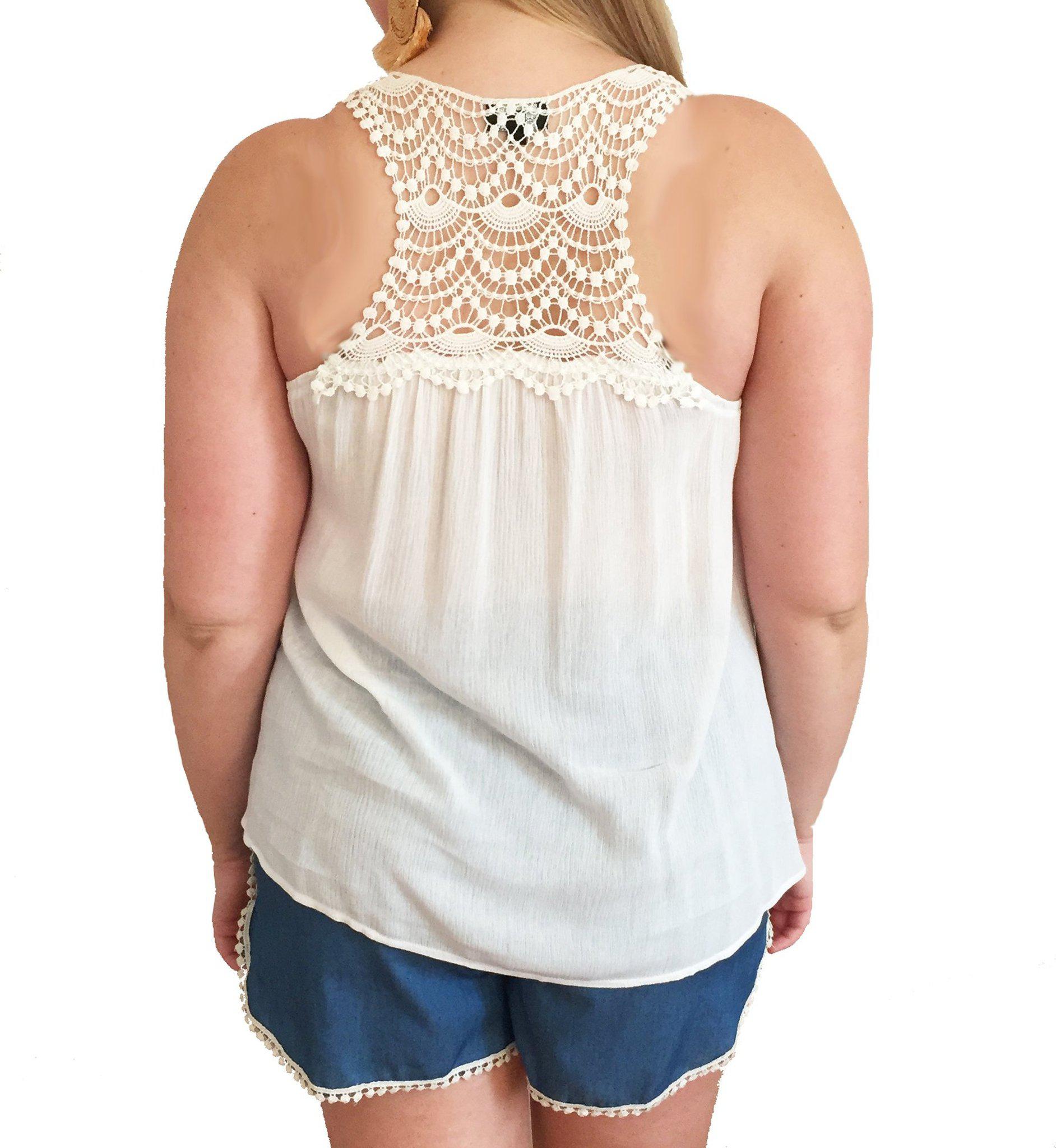 Kelly Tassel Lace Tank Top-tops, clothing-Belle and Broome