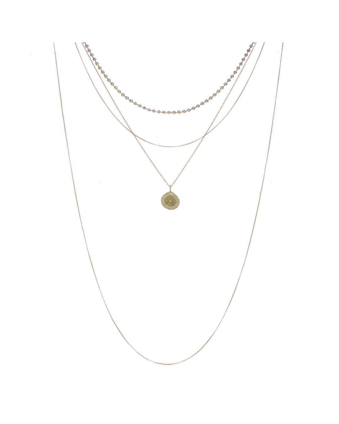 Luv AJ Layered Pave Coin Necklace-necklace, jewelry-Belle and Broome