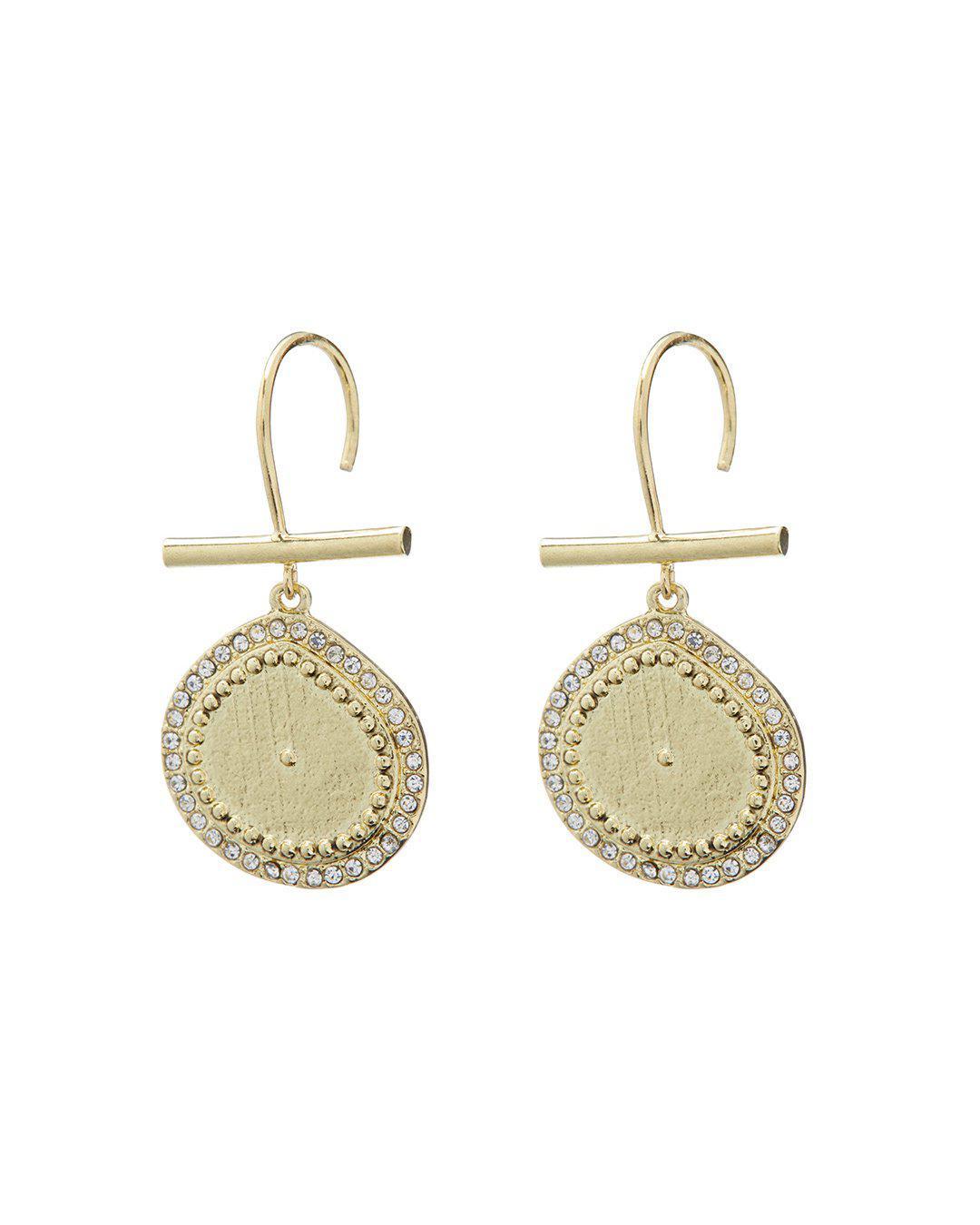 Luv AJ Pave Coin Hook Earrings-earring, jewelry, earrings-Belle and Broome