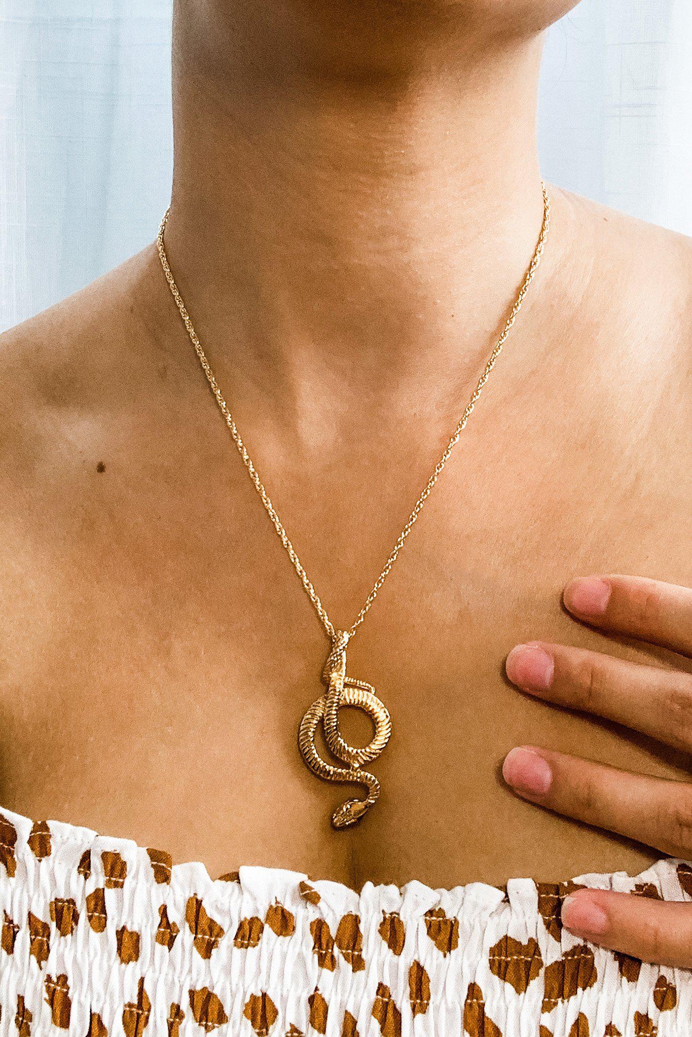 Snake Charmer necklace on model